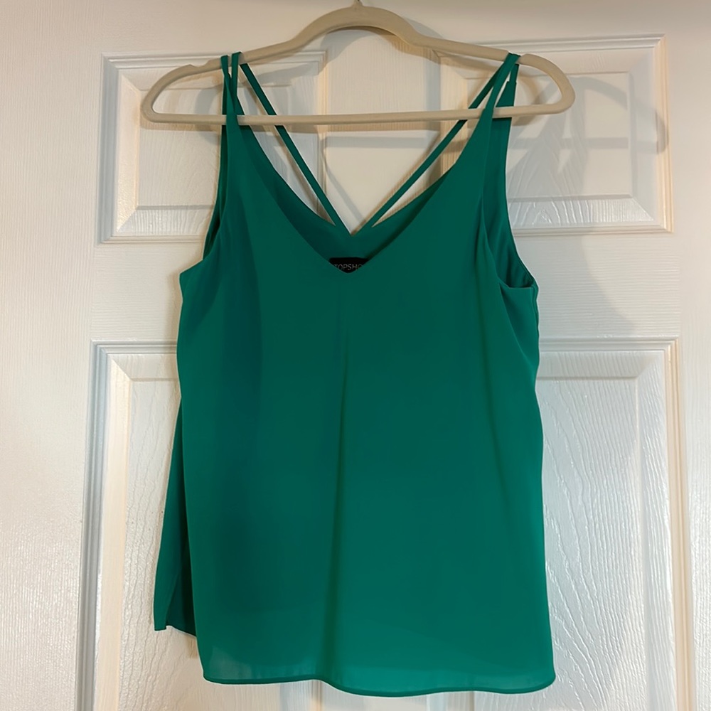 Topshop V-Neck Green Tank Size 6